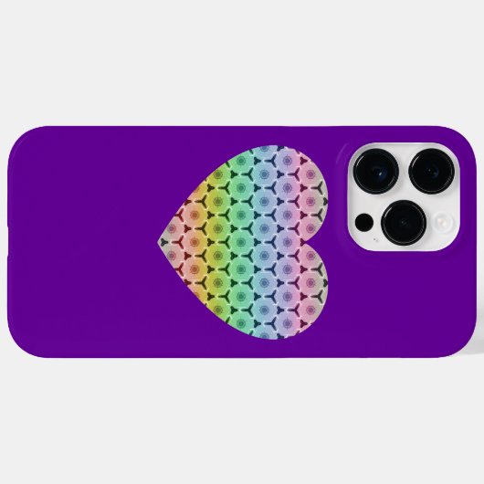 Kaleidoscoop honingraat regenboog hart op paarse Case-Mate iPhone case (Achterkant (horizontaal))