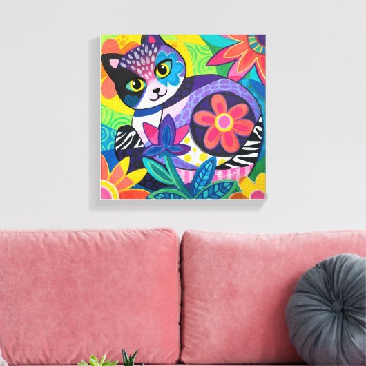 Kaleidoscoop Kat Canvas Afdruk (Insitu (Woonkamer))