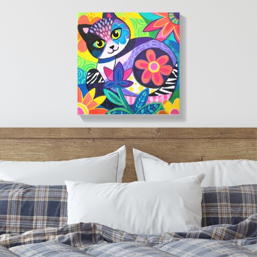 Kaleidoscoop Kat Canvas Afdruk (Insitu (Slaapkamer))