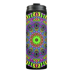Kaleidoscoop Klok Mandala I + jouw ideeën Thermosbeker