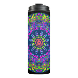 Kaleidoscoop Klok Mandala II + jouw ideeën Thermosbeker