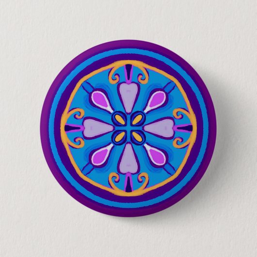 Kaleidoscoop knop ronde button 5,7 cm (Voorkant)