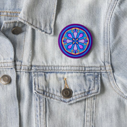 Kaleidoscoop knop ronde button 5,7 cm (In situ)