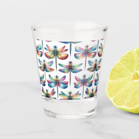 Kaleidoscoop Libellen Shot Glas (Voorkant)
