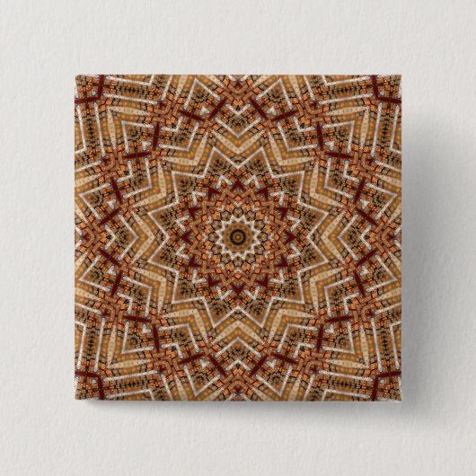 Kaleidoscoop Lichtbruine Ster Vierkante Button 5,1 Cm (Voorkant)