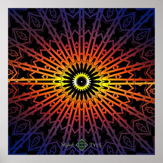 Kaleidoscoop Mandala 2 ( Regenboog ) Poster (Voorkant)