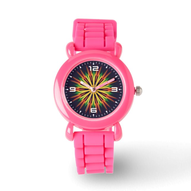 Kaleidoscoop Mandala Bloem-21855 Horloge (Voorkant)