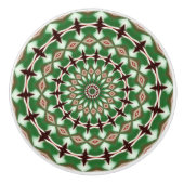 Kaleidoscoop Mandala keramische knop groen (Voorkant)