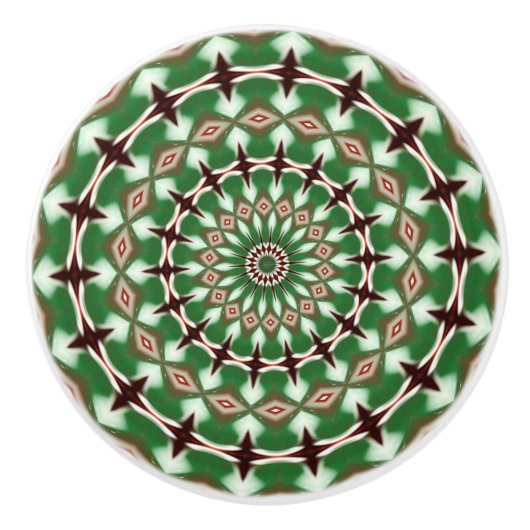 Kaleidoscoop Mandala keramische knop groen (Voorkant)