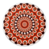 Kaleidoscoop Mandala keramische knop in rood zwart (Voorkant)
