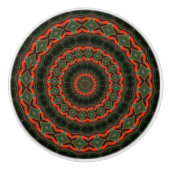 Kaleidoscoop Mandala keramische knop rood zwart zw (Voorkant)