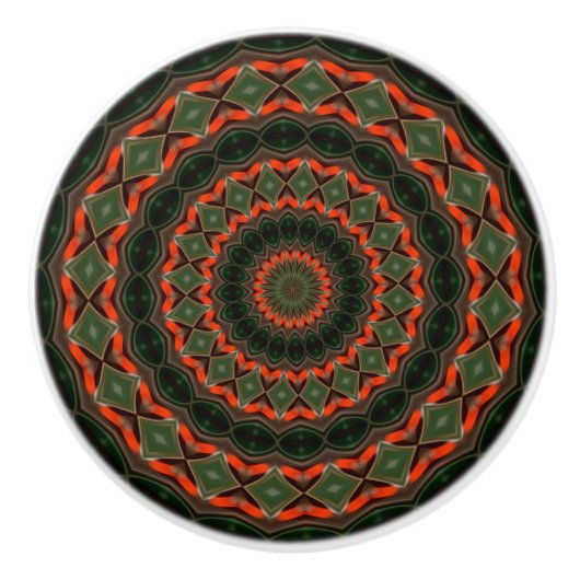 Kaleidoscoop Mandala keramische knop rood zwart zw (Voorkant)