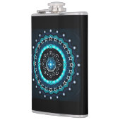 Kaleidoscoop Mandala met zwarte achtergrond Heupfles (Links)