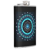 Kaleidoscoop Mandala met zwarte achtergrond Heupfles (Rechts)