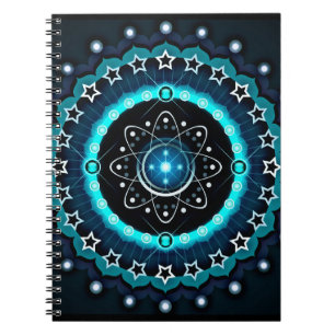 Kaleidoscoop Mandala met zwarte achtergrond Notitieboek