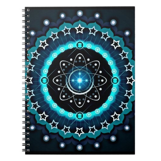 Kaleidoscoop Mandala met zwarte achtergrond Notitieboek (Voorkant)