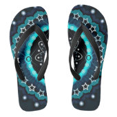 Kaleidoscoop Mandala met zwarte achtergrond Teenslippers (Voetbed)