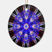 kaleidoscoop mandala zwart rood wit blauw keramisch ornament (Links)