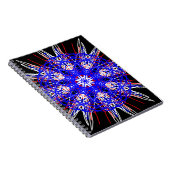 kaleidoscoop mandala zwart rood wit blauw notitieboek (Rechterzijde)