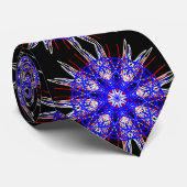 kaleidoscoop mandala zwart rood wit blauw stropdas (Opgerold)