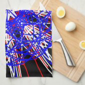 kaleidoscoop mandala zwart rood wit blauw theedoek (Quarter Fold)