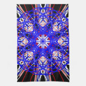 kaleidoscoop mandala zwart rood wit blauw theedoek (Verticaal)