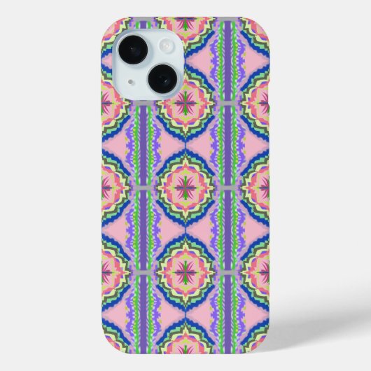 Kaleidoscoop met Levendige Bloei: Roze & Smaragd M Case-Mate iPhone Case (Achterkant)