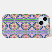 Kaleidoscoop met Levendige Bloei: Roze & Smaragd M Case-Mate iPhone Case (Achterkant (horizontaal))