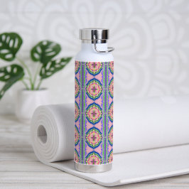 Kaleidoscoop met Levendige Bloei: Roze & Smaragd M Waterfles