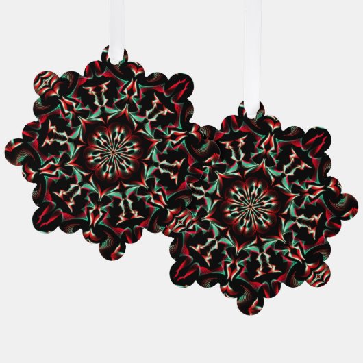 Kaleidoscoop Mooie Patroon Zwart Rood Ornament Kaart (Voorkant / Achterkant)