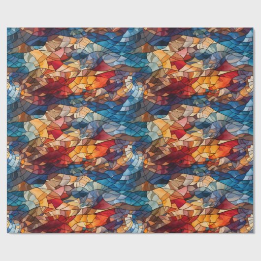 Kaleidoscoop Mozaïek: Glas in lood geïnspireerd Cadeaupapier (Vlak)