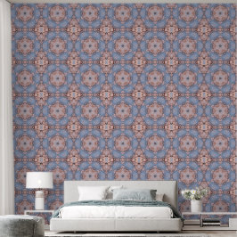 Kaleidoscoop ochtendblauw en vorst roze behang