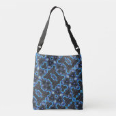 Kaleidoscoop ontwerp, blauw/zwart/paarse crossbody tas (Achterkant)