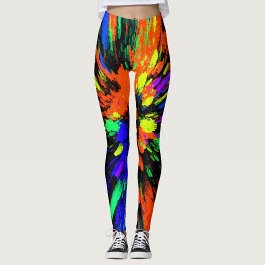 Kaleidoscoop Oranje Blauw Paars Groen Geel Leggings (Voorkant)