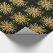 Kaleidoscoop oranje gele zwarte blauwe bloem cadeaupapier (Hoek)