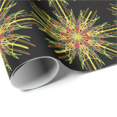 Kaleidoscoop oranje gele zwarte blauwe bloem cadeaupapier (Rol Hoek)