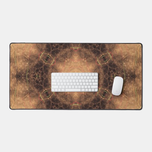 Kaleidoscoop Oranje mist zwarte achtergrond Bureaumat (Keyboard & Muis)