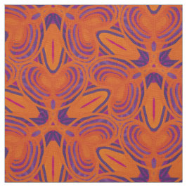 Kaleidoscoop oranje paarse bloemlijnen stof