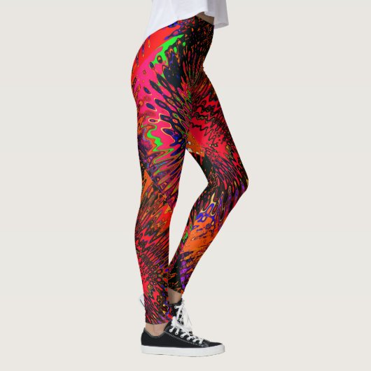 Kaleidoscoop Oranje Rood Zwart Groen Roze Leggings (Rechts)