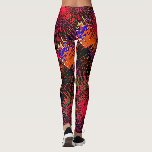 Kaleidoscoop Oranje Rood Zwart Groen Roze Leggings (Achterkant)