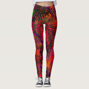 Kaleidoscoop Oranje Rood Zwart Roze Leggings