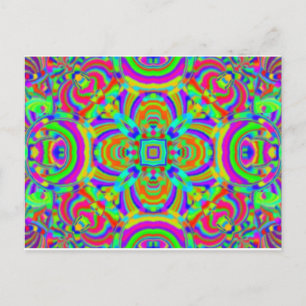 Kaleidoscoop patroon neon afbeelding 1 briefkaart