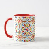 Kaleidoscoop patroon, rode afwerking, mok (Links)