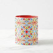 Kaleidoscoop patroon, rode afwerking, mok (Midden)