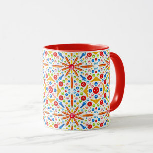 Kaleidoscoop patroon, rode afwerking, mok