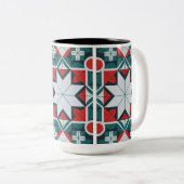 Kaleidoscoop patterned tweekleurige koffiemok (Voorkant rechts)