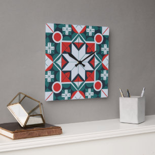 Kaleidoscoop patterned vierkante klok