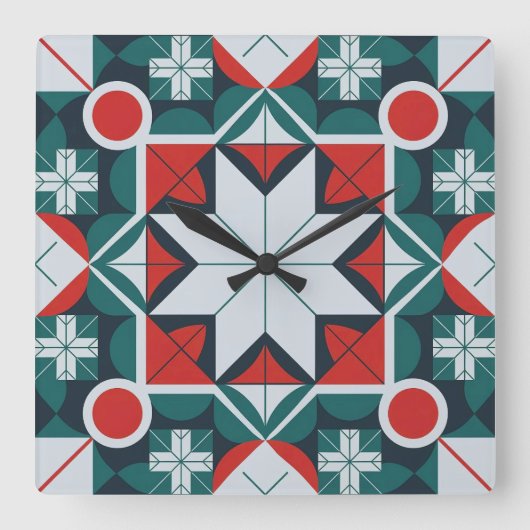 Kaleidoscoop patterned vierkante klok (Voorkant)