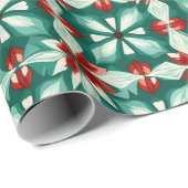 Kaleidoscoop Poinsettia Groen Rood Patroon Gift Cadeaupapier (Rol Hoek)