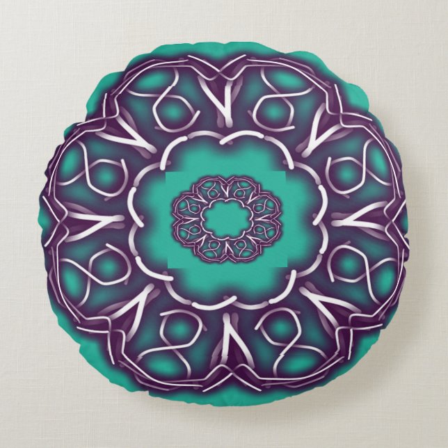 Kaleidoscoop Prints Rond Kussen (Voorkant)